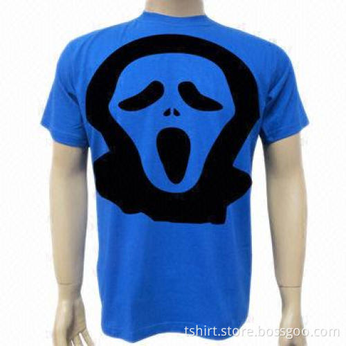 100% cotton deep blue tee shirt for men, funny face printed